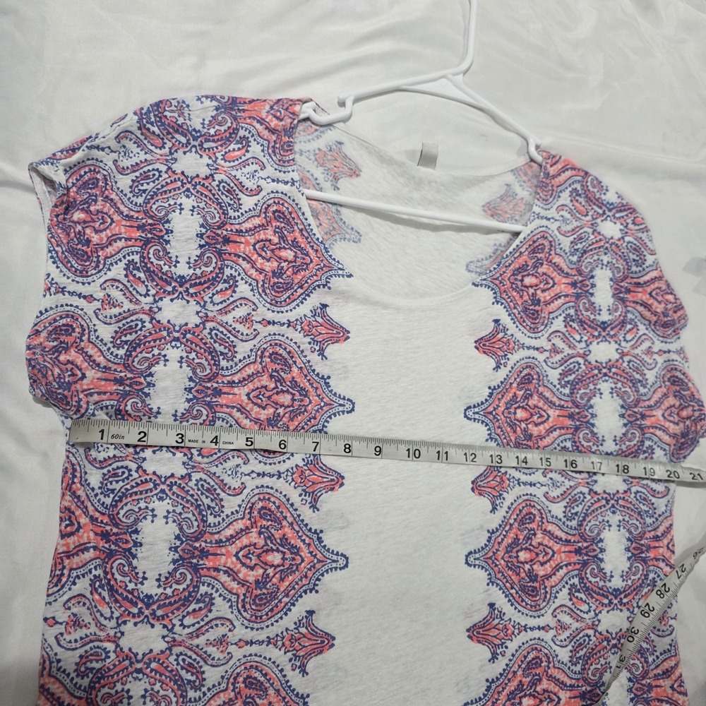 J Crew Womens Linen Top Size Medium Floral Coastal Beach Summer - Picture 6 of 6